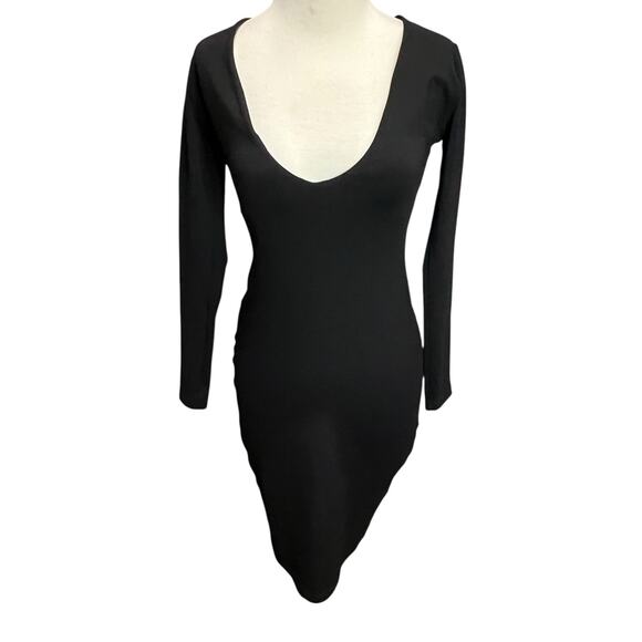 Susana Monaco Revolve V Neck Fitted Dress XS Black Stretch Bodycon Cocktail LBD - Picture 2 of 14